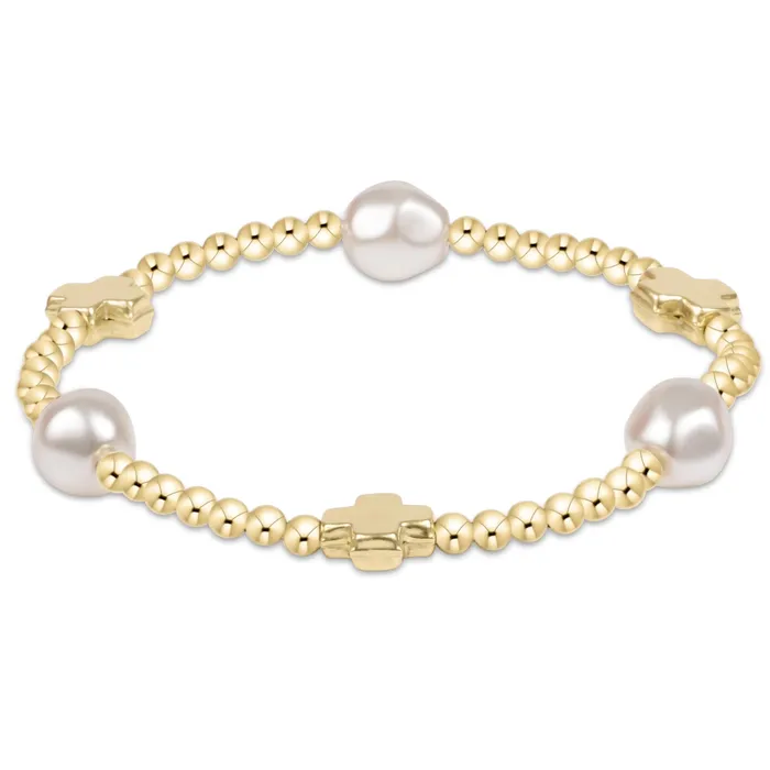 Bracelets enewton Signature Cross Admire Pearl Pattern 3mm Bead Bracelet Gold Bracelets enewton Signature Cross Admire Pearl Pattern 3mm Bead Bracelet Gold