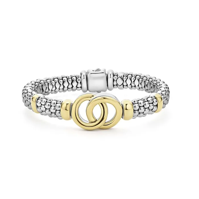 Bracelets LAGOS Signature Caviar TwoTone Interlocking Caviar Bracelet 9mm