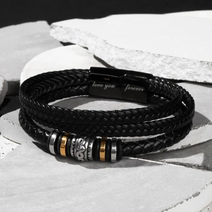 Bracelets ShineOn Fulfillment Gift For My Man Carry My Love With You Mens Braided Leather Bracelet Great As A Christmas Gift or A Birthday Present For Him