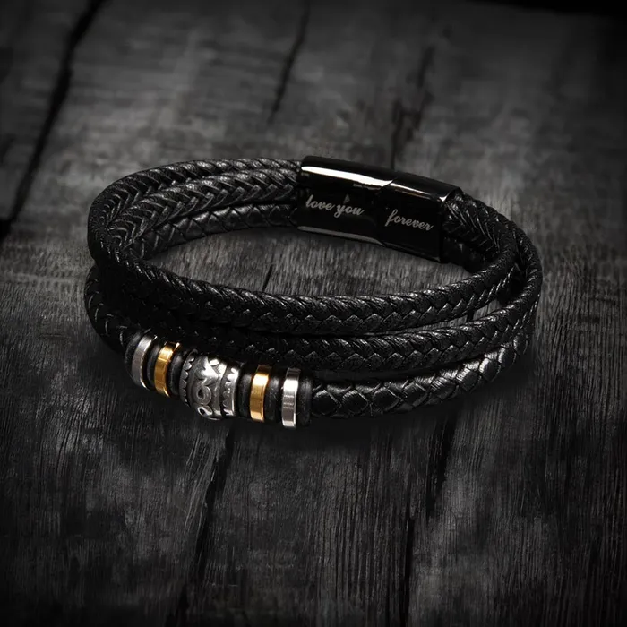 Bracelets ShineOn Fulfillment Gift For My Man Carry My Love With You Mens Braided Leather Bracelet Great As A Christmas Gift or A Birthday Present For Him