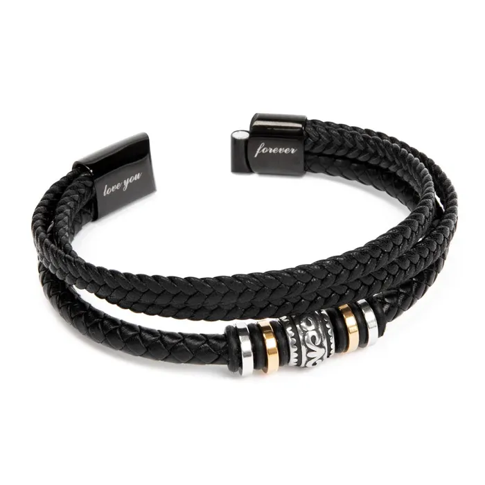 Bracelets ShineOn Fulfillment Gift For My Man Carry My Love With You Mens Braided Leather Bracelet Great As A Christmas Gift or A Birthday Present For Him