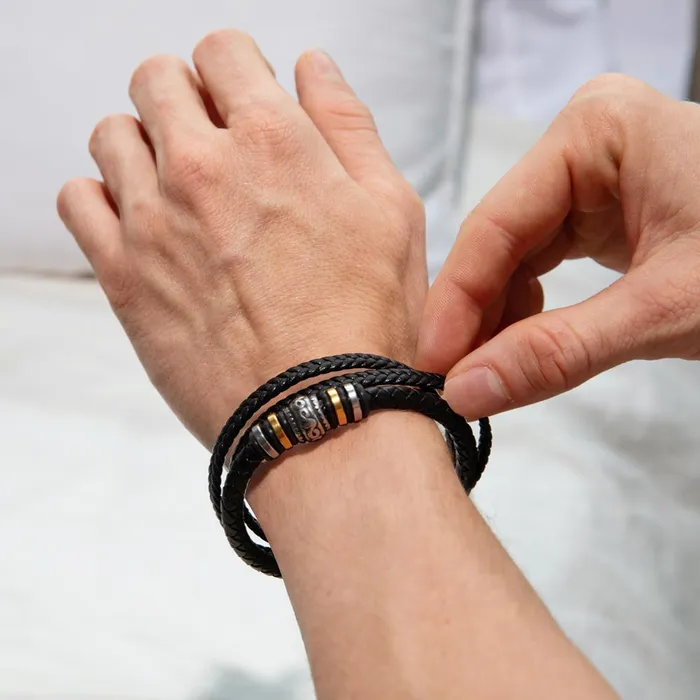 Bracelets ShineOn Fulfillment Gift For My Man Carry My Love With You Mens Braided Leather Bracelet Great As A Christmas Gift or A Birthday Present For Him