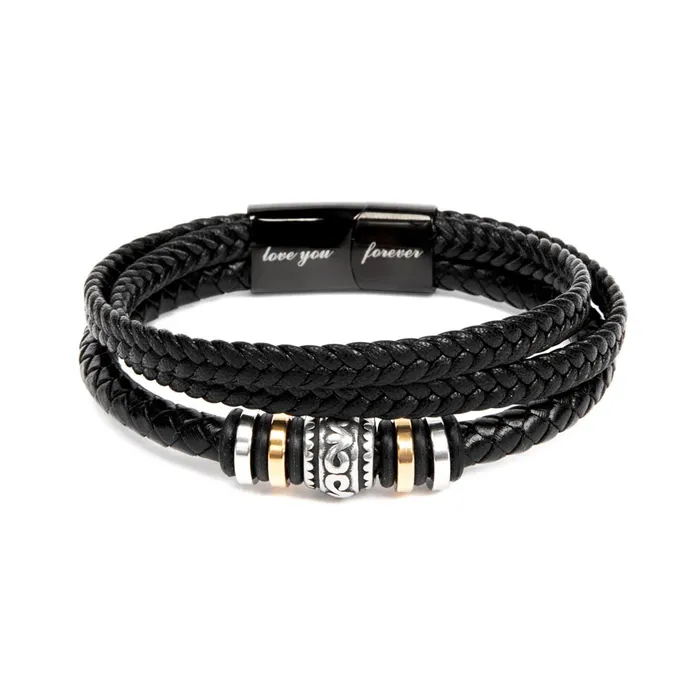 Bracelets ShineOn Fulfillment Gift For My Man Carry My Love With You Mens Braided Leather Bracelet Great As A Christmas Gift or A Birthday Present For Him