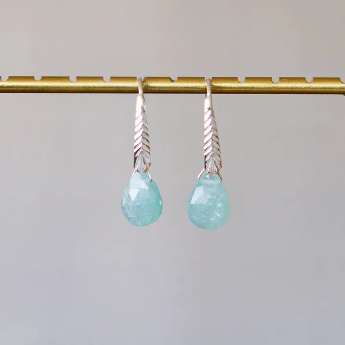 Corey Egan Earrings Grandidierite Herringbone Gemstone Drop Earrings in Sterling Silver