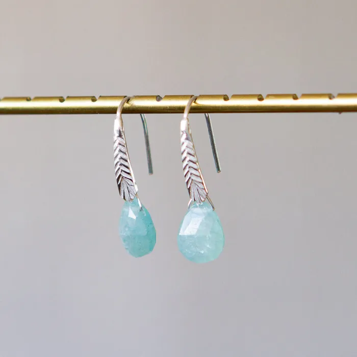 Corey Egan Earrings Grandidierite Herringbone Gemstone Drop Earrings in Sterling Silver