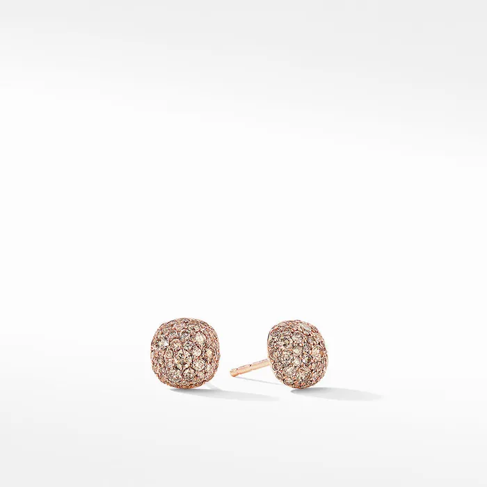 DAVID YURMAN INC Earrings David Yurman Cushion Stud Earrings in 18K Rose Gold with Cognac Diamonds DAVID YURMAN INC Earrings David Yurman Cushion Stud Earrings in 18K Rose Gold with Cognac Diamonds