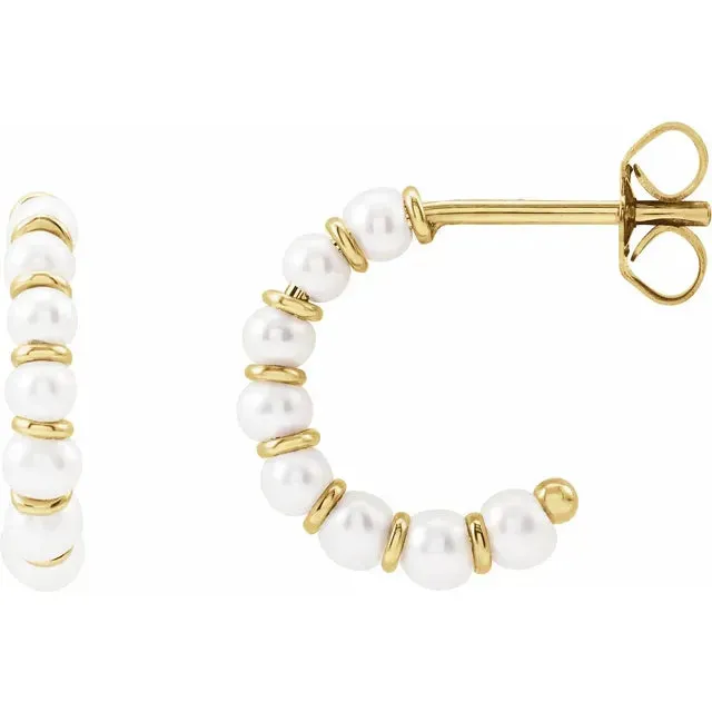 Earrings 302 Fine Jewelry Freshwater Cultured Pearl Open Back Hoop Earrings 15 or 30 MM Solid 14K Yellow White or Rose Gold Earrings 302 Fine Jewelry Freshwater Cultured Pearl Open Back Hoop Earrings 15 or 30 MM Solid 14K Yellow White or Rose Gold