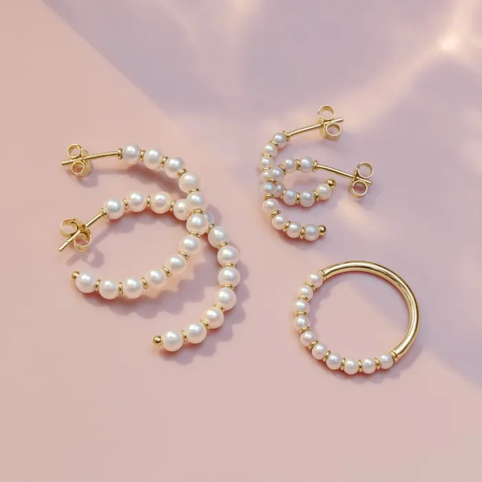 Earrings 302 Fine Jewelry Freshwater Cultured Pearl Open Back Hoop Earrings 15 or 30 MM Solid 14K Yellow White or Rose Gold