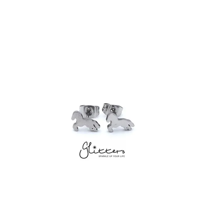 Earrings Glitters Stainless Steel Horse Stud EarringsSilver Gold Black