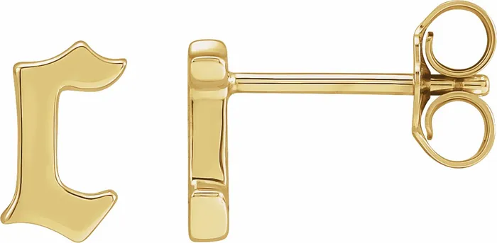 Earrings Gothic Initial Stud Single Earring AZ 14K Solid 14K White Yellow Rose Gold 302 Fine Jewelry