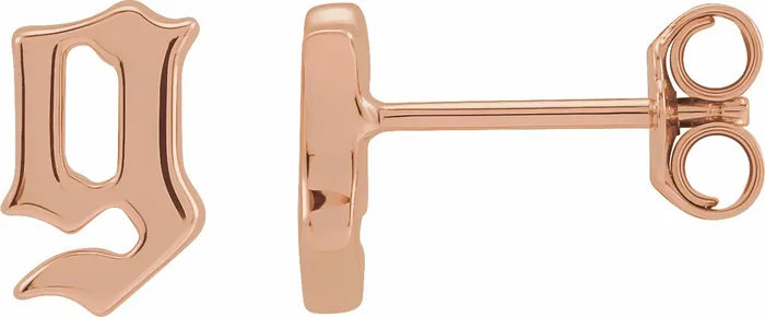 Earrings Gothic Initial Stud Single Earring AZ 14K Solid 14K White Yellow Rose Gold 302 Fine Jewelry