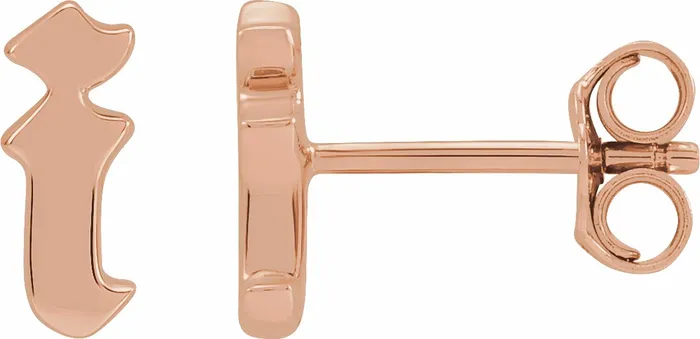 Earrings Gothic Initial Stud Single Earring AZ 14K Solid 14K White Yellow Rose Gold 302 Fine Jewelry