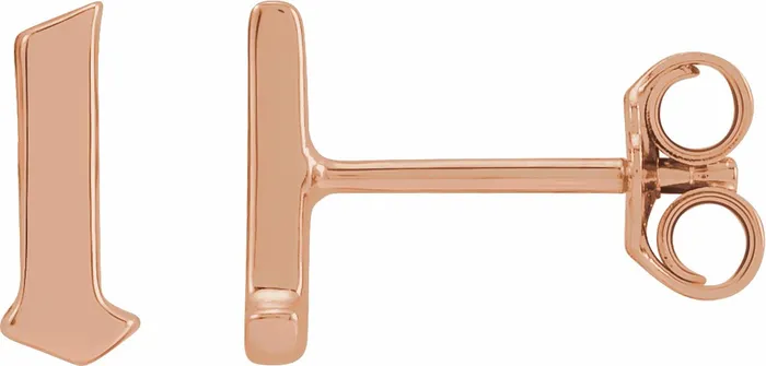 Earrings Gothic Initial Stud Single Earring AZ 14K Solid 14K White Yellow Rose Gold 302 Fine Jewelry