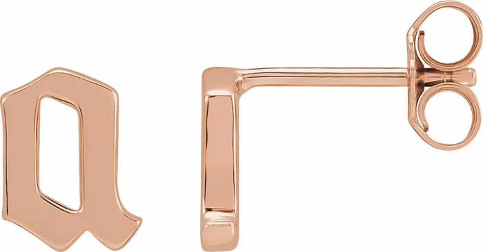 Earrings Gothic Initial Stud Single Earring AZ 14K Solid 14K White Yellow Rose Gold 302 Fine Jewelry