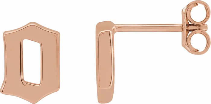 Earrings Gothic Initial Stud Single Earring AZ 14K Solid 14K White Yellow Rose Gold 302 Fine Jewelry