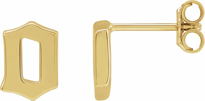 Earrings Gothic Initial Stud Single Earring AZ 14K Solid 14K White Yellow Rose Gold 302 Fine Jewelry