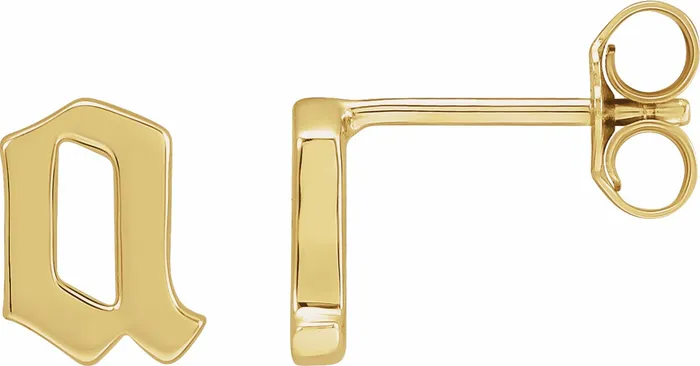 Earrings Gothic Initial Stud Single Earring AZ 14K Solid 14K White Yellow Rose Gold 302 Fine Jewelry