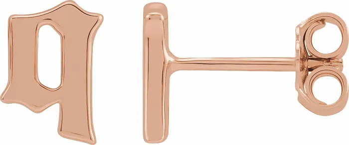 Earrings Gothic Initial Stud Single Earring AZ 14K Solid 14K White Yellow Rose Gold 302 Fine Jewelry
