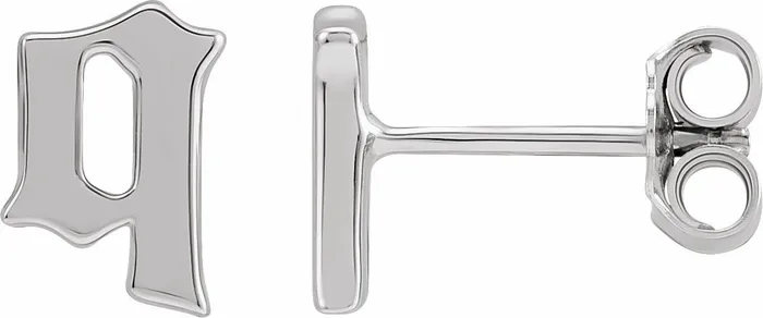 Earrings Gothic Initial Stud Single Earring AZ 14K Solid 14K White Yellow Rose Gold 302 Fine Jewelry