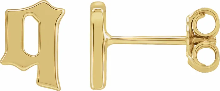 Earrings Gothic Initial Stud Single Earring AZ 14K Solid 14K White Yellow Rose Gold 302 Fine Jewelry