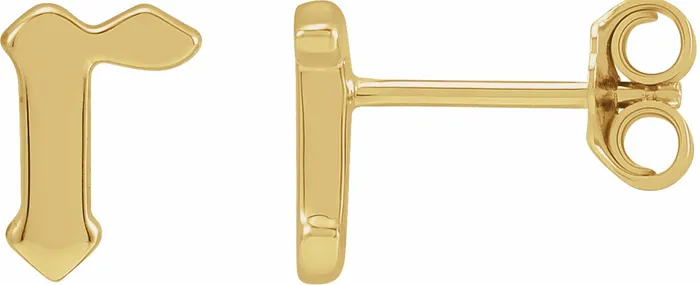 Earrings Gothic Initial Stud Single Earring AZ 14K Solid 14K White Yellow Rose Gold 302 Fine Jewelry
