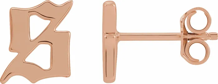 Earrings Gothic Initial Stud Single Earring AZ 14K Solid 14K White Yellow Rose Gold 302 Fine Jewelry