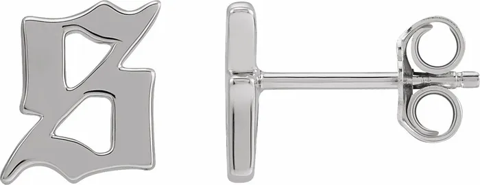 Earrings Gothic Initial Stud Single Earring AZ 14K Solid 14K White Yellow Rose Gold 302 Fine Jewelry