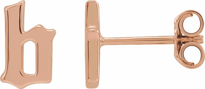 Earrings Gothic Initial Stud Single Earring AZ 14K Solid 14K White Yellow Rose Gold 302 Fine Jewelry