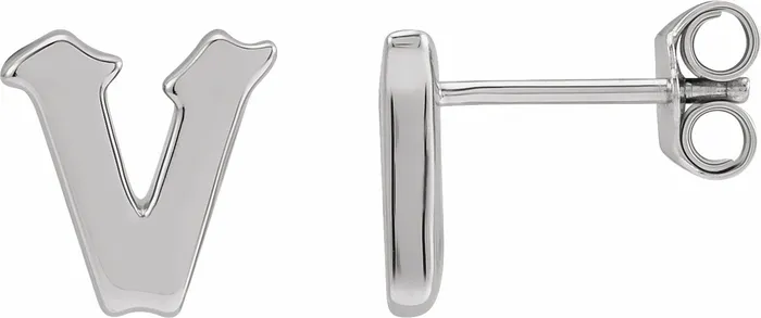 Earrings Gothic Initial Stud Single Earring AZ 14K Solid 14K White Yellow Rose Gold 302 Fine Jewelry