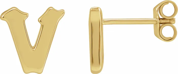 Earrings Gothic Initial Stud Single Earring AZ 14K Solid 14K White Yellow Rose Gold 302 Fine Jewelry