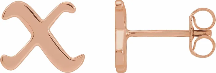 Earrings Gothic Initial Stud Single Earring AZ 14K Solid 14K White Yellow Rose Gold 302 Fine Jewelry
