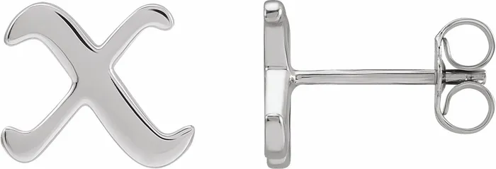 Earrings Gothic Initial Stud Single Earring AZ 14K Solid 14K White Yellow Rose Gold 302 Fine Jewelry