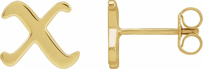 Earrings Gothic Initial Stud Single Earring AZ 14K Solid 14K White Yellow Rose Gold 302 Fine Jewelry