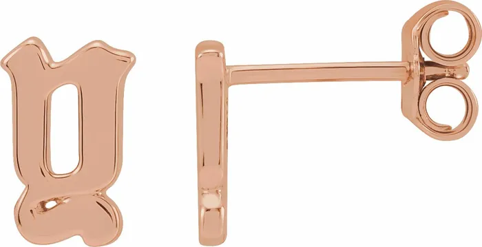 Earrings Gothic Initial Stud Single Earring AZ 14K Solid 14K White Yellow Rose Gold 302 Fine Jewelry