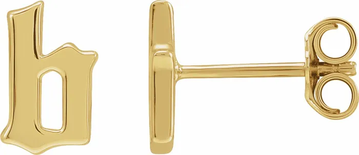 Earrings Gothic Initial Stud Single Earring AZ 14K Solid 14K White Yellow Rose Gold 302 Fine Jewelry