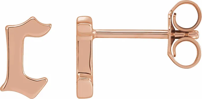 Earrings Gothic Initial Stud Single Earring AZ 14K Solid 14K White Yellow Rose Gold 302 Fine Jewelry