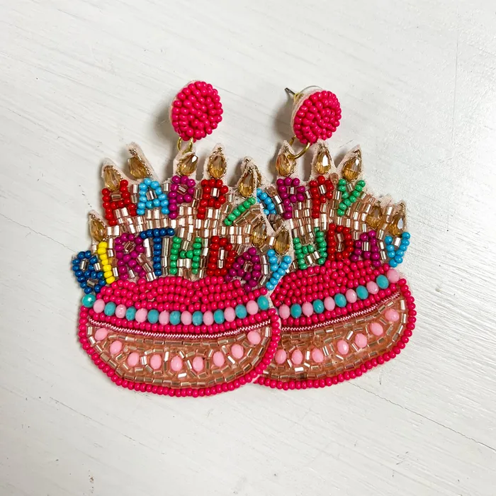 Earrings Happy Birthday Earrings Beaded Jane Marie