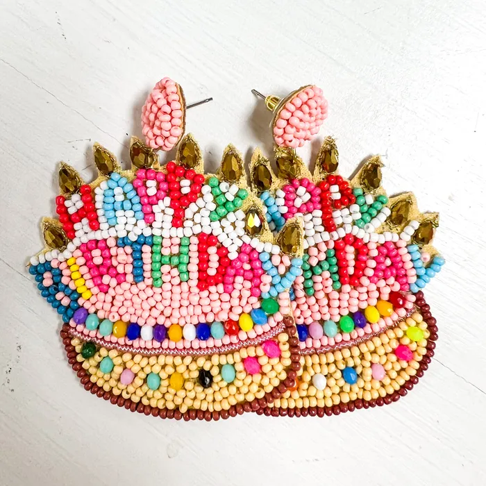 Earrings Happy Birthday Earrings Beaded Jane Marie