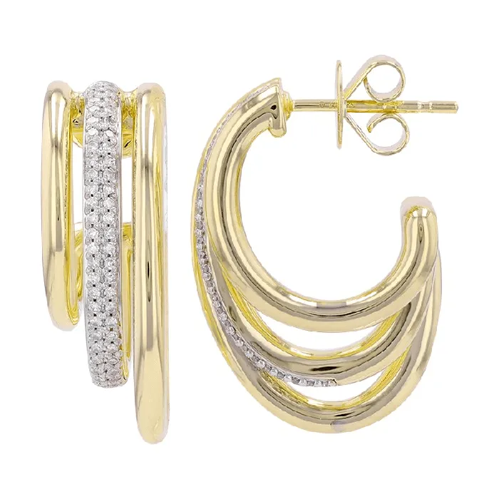 Earrings Izakov Diamonds Fine Jewelry 14K Gold Chunky 3Row Micro Pave Diamond JHoop Earrings Earrings Izakov Diamonds Fine Jewelry 14K Gold Chunky 3Row Micro Pave Diamond JHoop Earrings