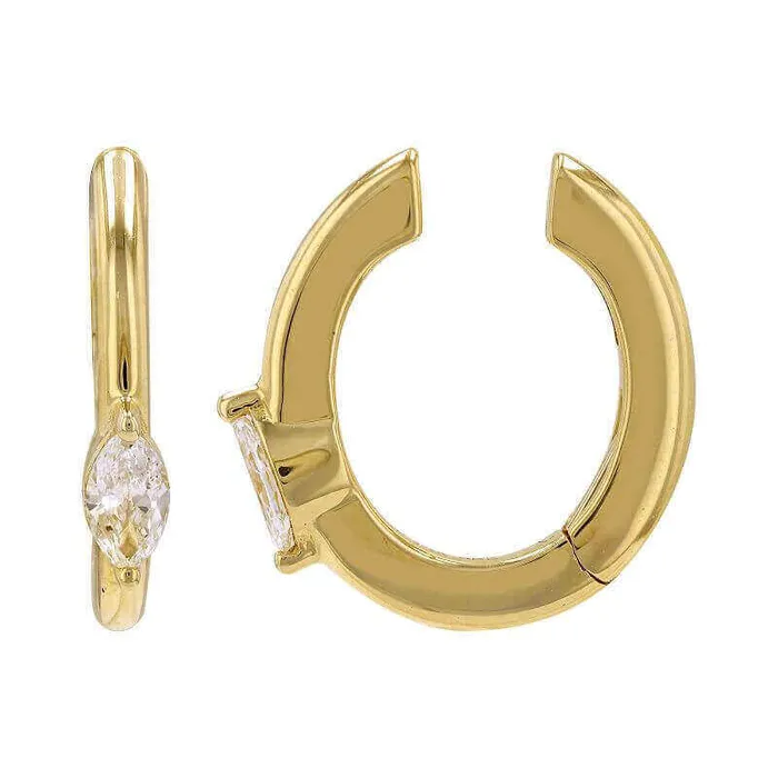 Earrings Izakov Diamonds Fine Jewelry 14K Gold Marquise Diamond Ear Cuff