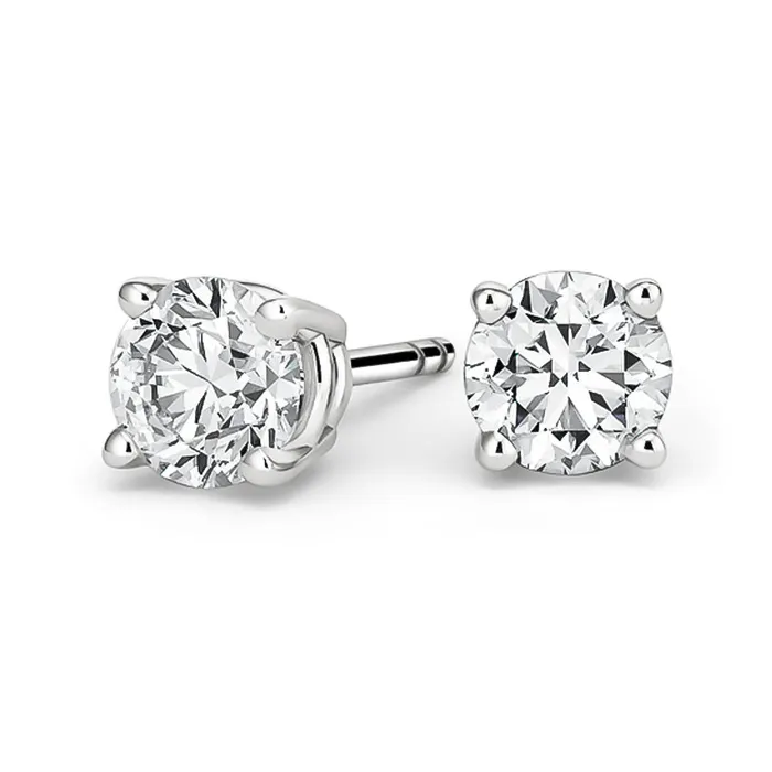 Earrings KP SANGHVI INC 14K White Gold 072ctw Diamond Stud Earrings in Four Prong Basket Settings Earrings KP SANGHVI INC 14K White Gold 072ctw Diamond Stud Earrings in Four Prong Basket Settings