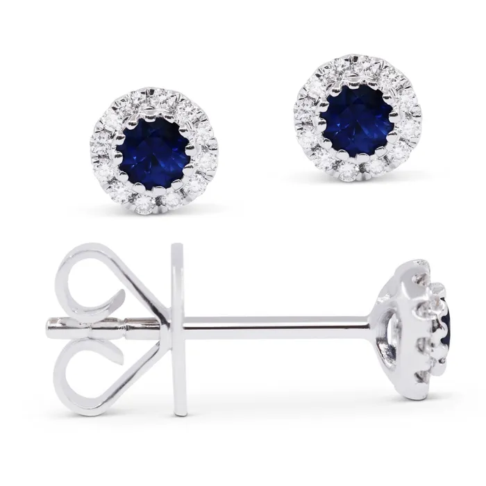 Earrings Madison L 14K White Gold 041ctw Button Style Round Sapphires and Diamonds Earrings MADISON L Earrings Madison L 14K White Gold 041ctw Button Style Round Sapphires and Diamonds Earrings MADISON L