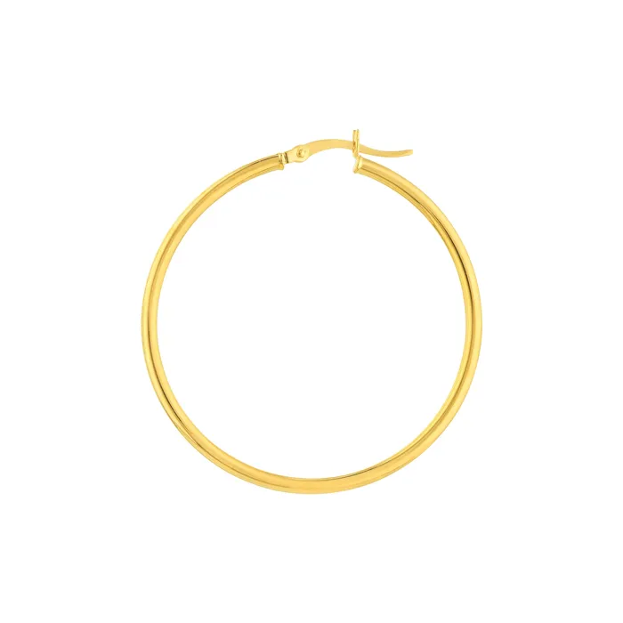 Earrings MIDAS CHAIN 14K Yellow Gold 2mm x 40mm Round Tube Design Round Hoop Style Earrings Earrings MIDAS CHAIN 14K Yellow Gold 2mm x 40mm Round Tube Design Round Hoop Style Earrings