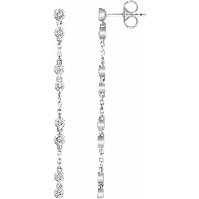 Earrings Storyteller by Vintage Magnality Dangle Drop Chain Natural Diamond Earrings Solid 14K Rose White Yellow Gold