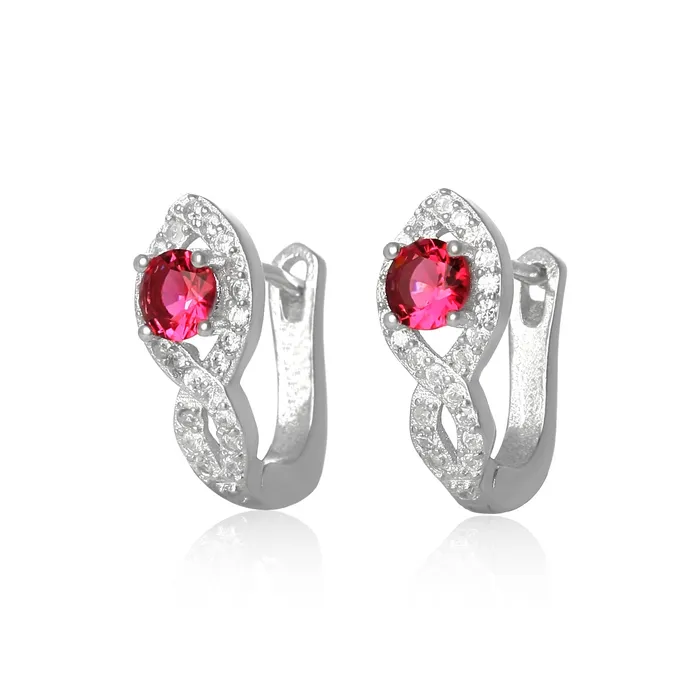Earrings Teeda EZ1076 Leverback Micropav Cubic Zirconia Earrings