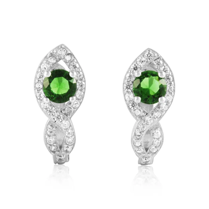 Earrings Teeda EZ1076 Leverback Micropav Cubic Zirconia Earrings