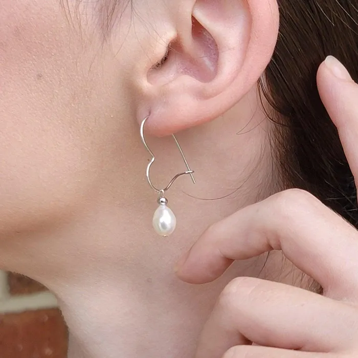 Earrings Uniquelan Jewelry Pearl Heart Drop Earrings