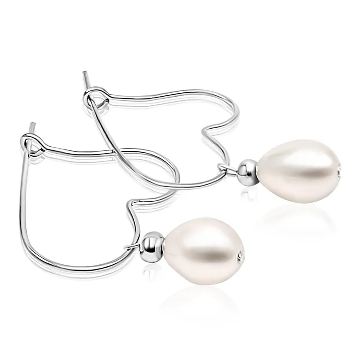 Earrings Uniquelan Jewelry Pearl Heart Drop Earrings Earrings Uniquelan Jewelry Pearl Heart Drop Earrings