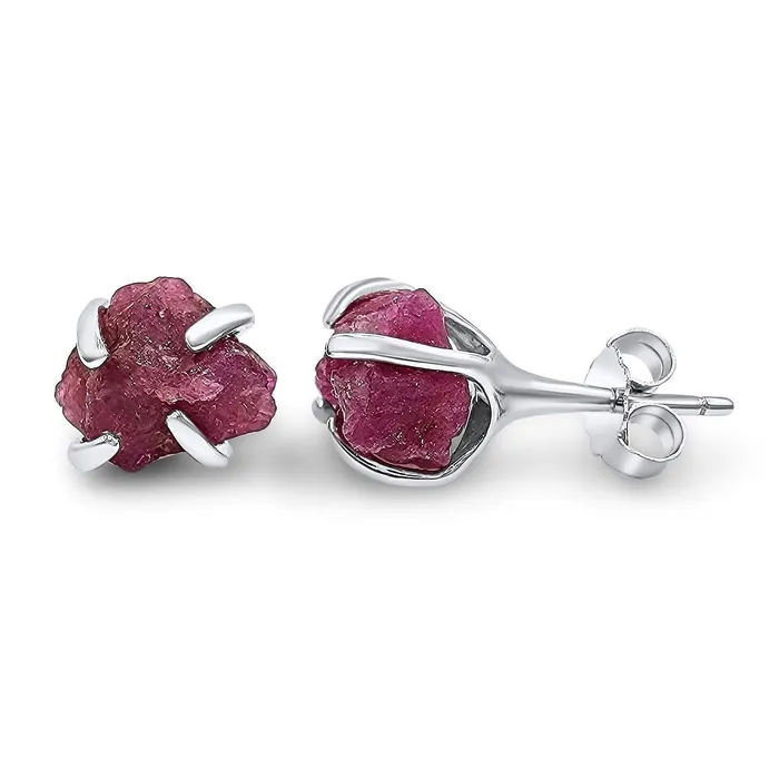 Earrings Uniquelan Jewelry Raw Pink Sapphire Stud Earrings Earrings Uniquelan Jewelry Raw Pink Sapphire Stud Earrings