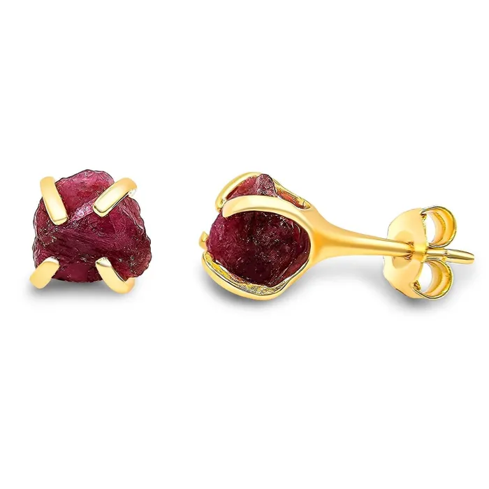 Earrings Uniquelan Jewelry Raw Pink Sapphire Stud Earrings Earrings Uniquelan Jewelry Raw Pink Sapphire Stud Earrings